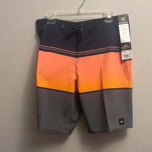O'Neill Orange and Gray Board Shorts with Modern Fit - NWT
